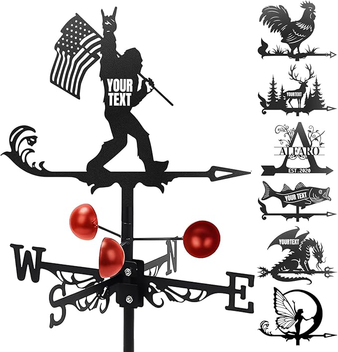 Custom Metal Weathervane Personalized Steel Wind Indicator with Name Outdoor Decor for Roof Garden Barn Patio-Gorilla