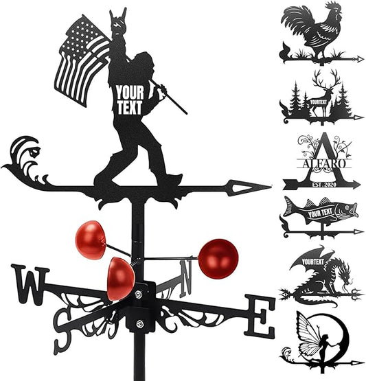 Custom Metal Weathervane Personalized Steel Wind Indicator with Name Outdoor Decor for Roof Garden Barn Patio-Gorilla