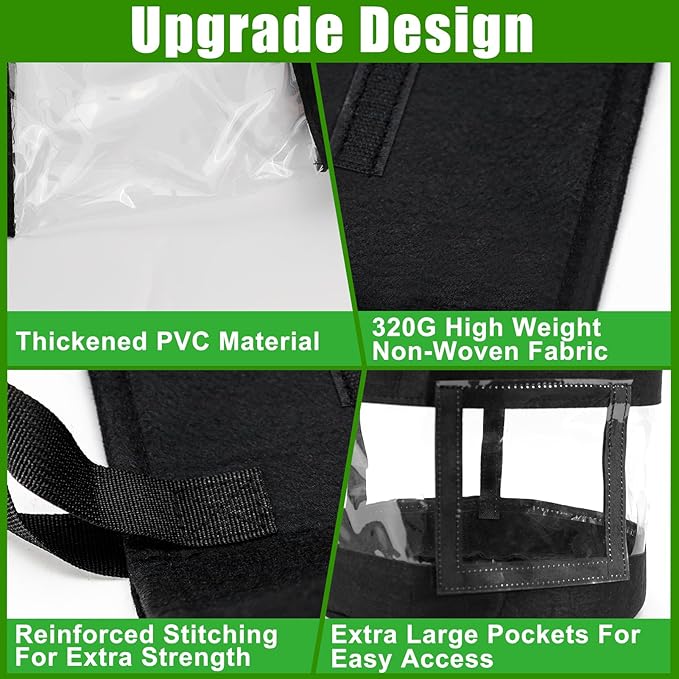 3 Pack 10 Gallon Black Potato Grow Bags with 360° Visible Flap Window,Thickened Potato Planter for Growing Potatoes,320g Heavy Duty Nonwoven Fabric Pots Plant Garden Bags to Grow Vegetables Tomato
