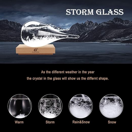 Storm Glass Cool Unusual Gifts Storm Glass Weather Predictor Snow Globes for Adults Galileo Thermometer Indoor Creative Forecast Nordic Style Decorative Weather Gifts