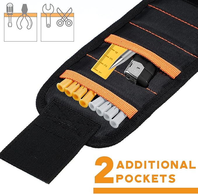 Kigeli 4 Pcs Christmas Men Magnetic Wristband Gifts for Holding Screws Men Adjustable Tools Holder Belt with 15 Magnets Tool Gift for Dad Husband Handyman Grandpa Birthday