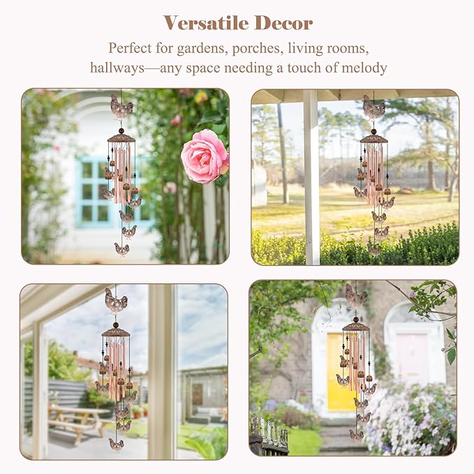 Chicken Wind Chimes for Outside, 35'' Metal Chicken WindChimes Gifts for Women/Men, Decoration for Outdoor, Home, Garden, Patio, Backyard