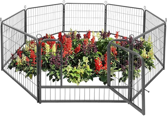 CAPHAUS Decorative Garden Fence, 24 Inch x 21 FT Heavy Duty Iron Fencing Landscape Patio Flower Bed Animal Barrier Border Edging Section, Panel Decor, Folding Wire Fence for Yard for Dog Outdoor