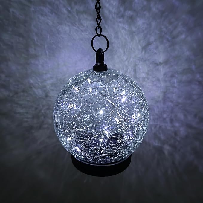 Garden Wind Chimes Outdoor, Solar Hanging Glass Ball Wind Chimes with 15 Cool White LEDs 42 Inch Large with Unique Memorial Sympathy Wind Chime Outside Garden Decor as a Gift for Patio, Porch, Balcony