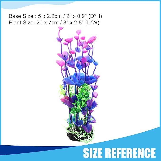 Aquarium Decoration,Plastic Plant Decoration for Aquarium Landscaping, 8.3Inch(Purple Green)