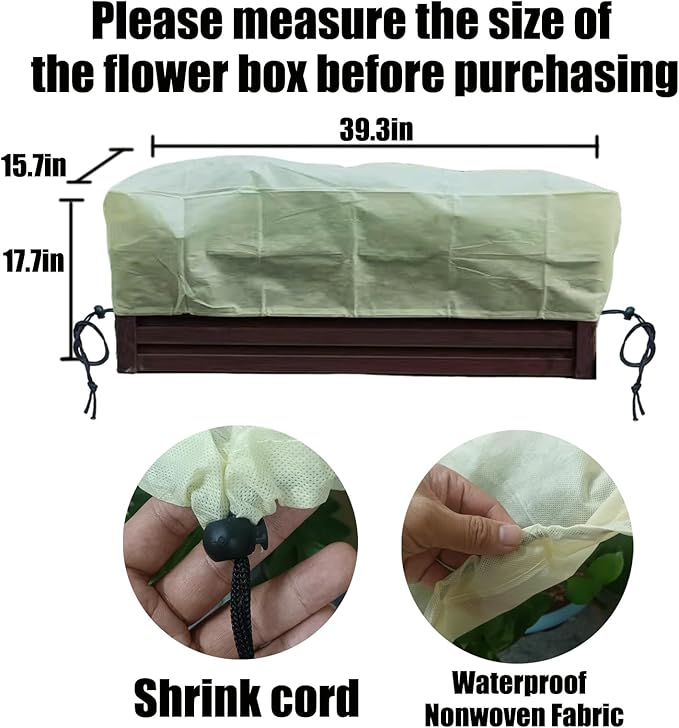 EJW Planter Cover, Frost Cloth,Plant Covers Freeze Protection,39'' x 17'' x 15.7'' Outdoor Plant Cold Protection, Outdoor Plant Frost Fabric, for Flower Box, Balcony Planter 2 Piece Set