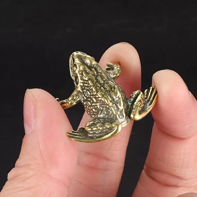 3Pcs Brass Frog Statue Figurine Decor, Retro Mini Copper Snail Statue Home Decoration for Living Room and Desk, Outdoor Pond Garden Lawn Decor Landscaping, Landscape Animal Statue