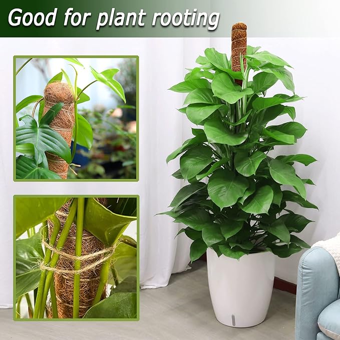 Soupiar Moss Pole for Plants Monstera, 59 Inch Tall Bendable Moss Poles for Climbing Plants Indoor, Large Handmade Plant Pole Sticks, Coco Coir Plant Support Stakes for Potted Plants, Pothos