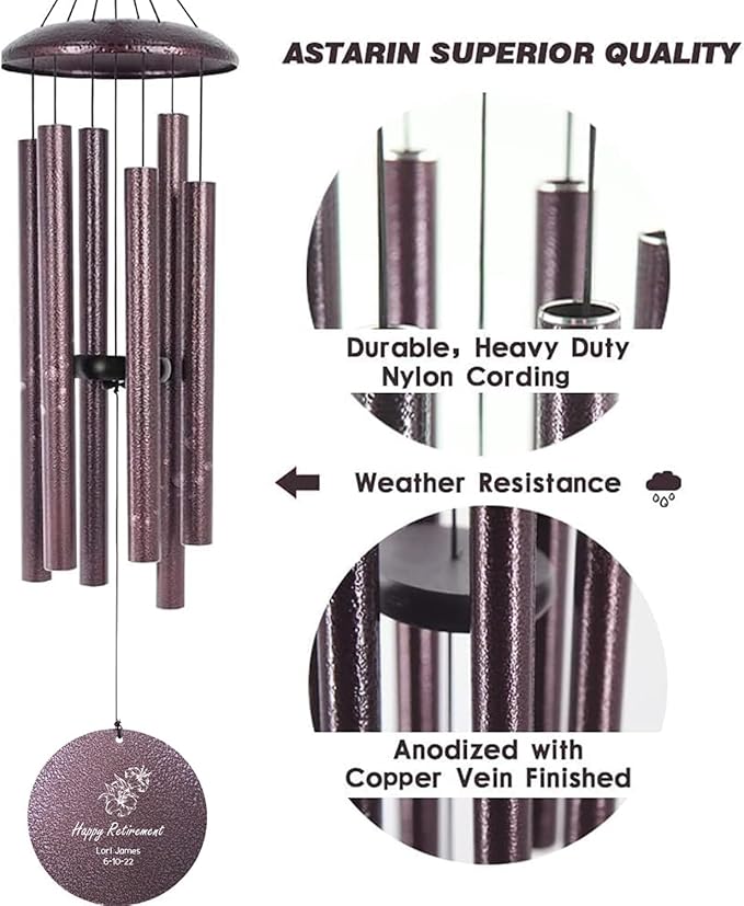 Personalized Retirement Wind Chimes, Retirement Gifts 2024, Retirement Gift for Women, Wind Chime Outdoor, Retirement Gifts for Teacher, Coworkers,Nurse(36 inch
