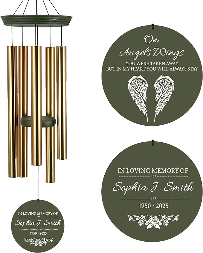 ASTARIN Custom Wind Chimes Memorial, Condolences Gift for Loss Husband Wife Son, Care Package for Grieving Friend, Garden Deep Tone Sympathy Wind Chimes(Produced in USA)