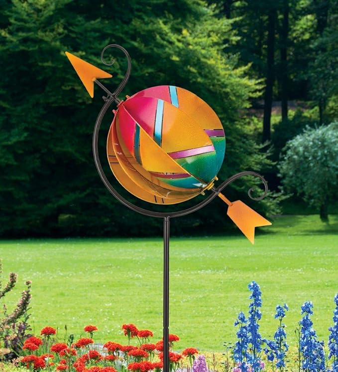 Regal Art & Gift Color Blast Wind Spinner – Metal Yard Decorations Outdoor | Kinetic Garden Spinner for Lawn, Pathway, or Flower Bed | Weather-Resistant Outdoor Sculpture - 69 Inch
