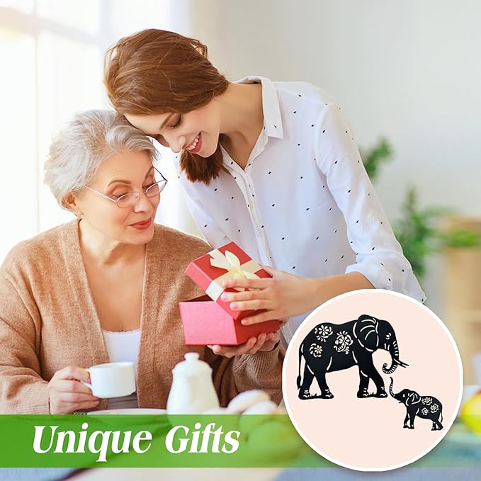 Elephant Metal Decorative Garden Stakes Elephant Gifts for Women/Men Elephant Lovers Gifts Silhouette Statues for Yard Art, Outside, Patio, Outdoor Decor, Garden Decorations, Lawn Ornament