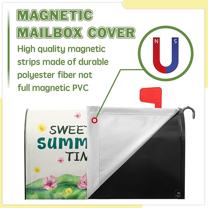Watermelon Mailbox Cover Summer Sweet Time Mail Box Wraps Summer Mailbox Covers Magnetic Standard Size 21x18 inch Palm Leaf Floral Holiday Decorative Mailboxes for Outdoor Garden Home Decor
