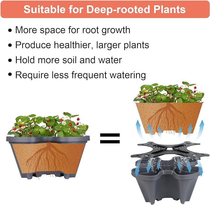 GameXcel Vertical Planter 5 Tier Stackable Planters Garden Planters Strawberry Herb Flower and Vegetable Planter Indoor Outdoor Gardening Pots with Removable Wheels and Tools
