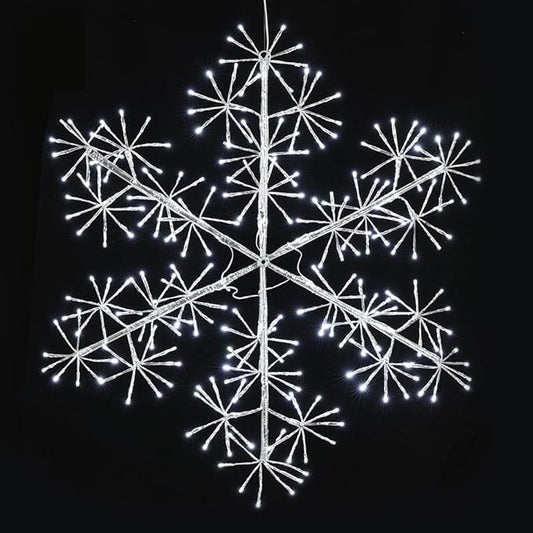 Hanging Christmas Snowflake Lights, 30’’ Large Silver Snowflake with 240 Cool White LEDs Twinkle for Indoor Outdoor Decorations