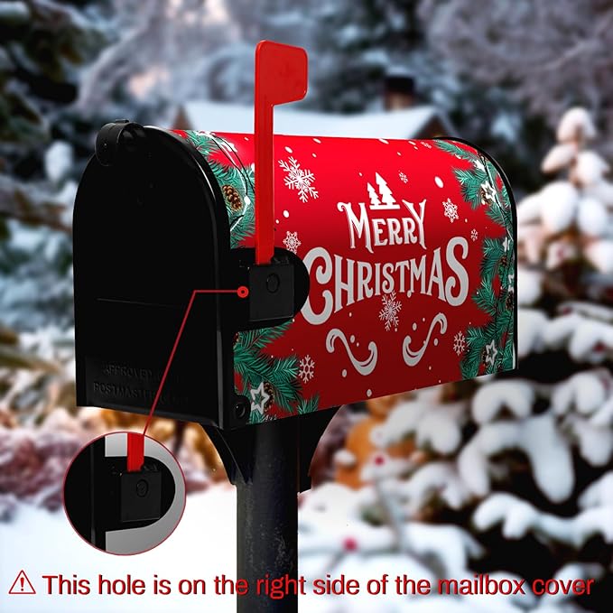 Merry Christmas Mailbox Cover Xmas Trees Magnetic Mailbox Covers Poinsettia Winter Snowflake Letter Post Box Cover Standard Size 21 * 18 Inch Christmas Yard Home New Year Holiday Decorative