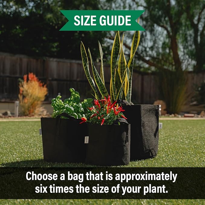 Humboldts Secret Fabric Grow Bags - Non Woven Fabric Plant Pots - Reusable Garden Bags - Plant Grow Bags for Indoor and Outdoor Plants - Thick Fabric Pots with Handles (5-Pack) (5 Gallon)
