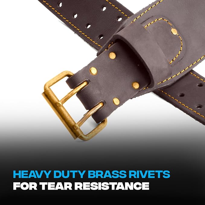 OX Tools XL Leather Tool Belt 3" Wide Oil-Tanned Leather Belt for Tool Pouch - Adjustable Tool Pouch Belt with Rivet Reinforcements - 40" to 51" Belt Length for Men OX-P263305