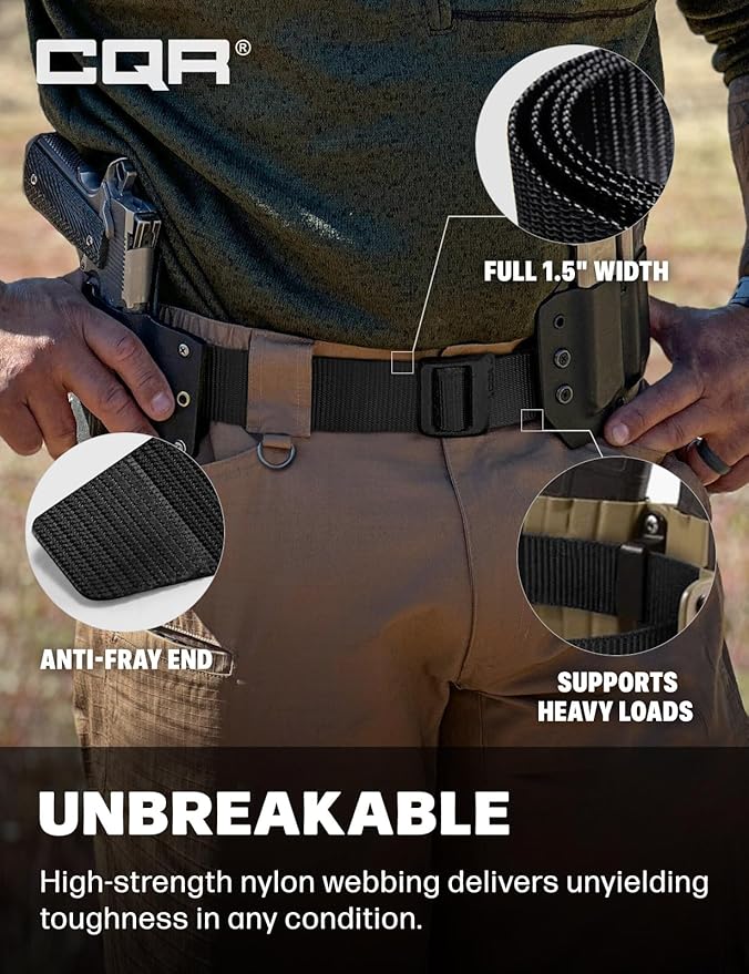 CQR Tactical Belt, Military Style Heavy Duty Belt, Webbing EDC Quick-Release Buckle