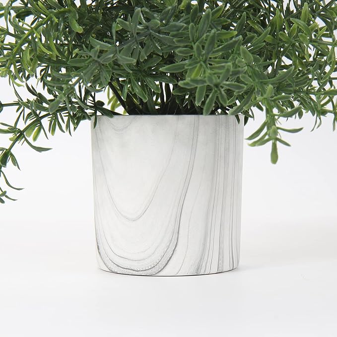 Hollyone Mini Artificial Potted Plants Fake Plants in Marble Pots, 1Pcs Plastic Eucalyptus Greenery Faux Plants for Home Office Desk Room Centerpiece Shelf Décor