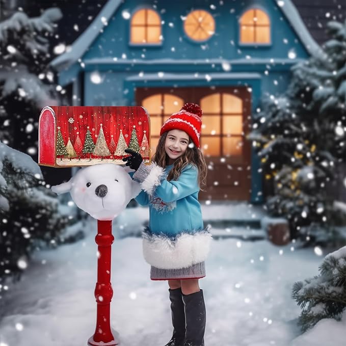 Nanikore Christmas Mailbox Cover Magnetic Standard Size 21 X 18 Winter Christmas Tree Snowflake Waterproof Post Box Cover Wraps Garden Yard Decor for Outdoor