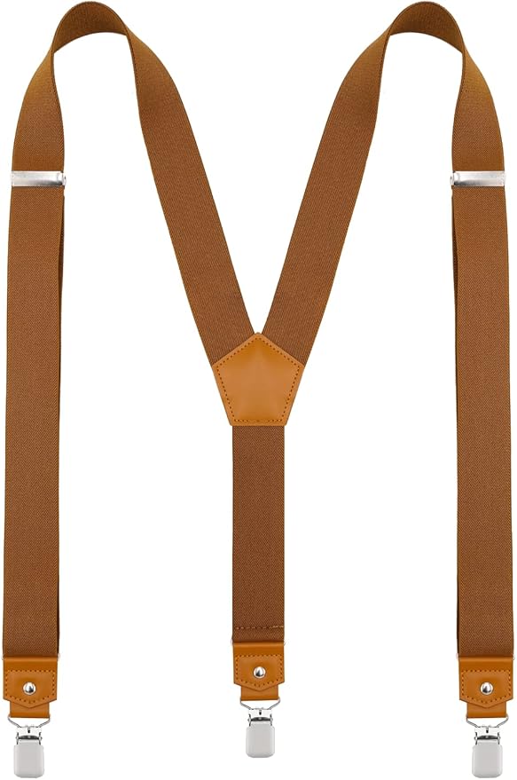 Suspenders for Men Y Back Adjustable Elastic with Strong Clips 47 Inches