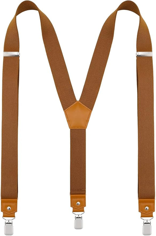 Suspenders for Men Y Back Adjustable Elastic with Strong Clips 47 Inches