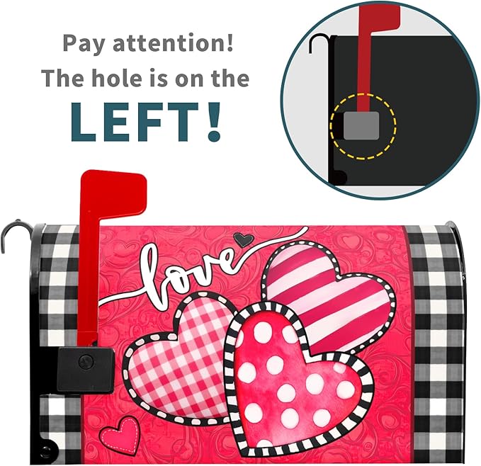 Valentine's Day Mailbox Covers Magnetic Standard Size 21 X 25.5 Inch Red Pink Love Hearts Magnetic Mailbox Cover Valentine Mailbox Wraps Post Box Cover Decoration Outdoor Garden Home Yard Outside