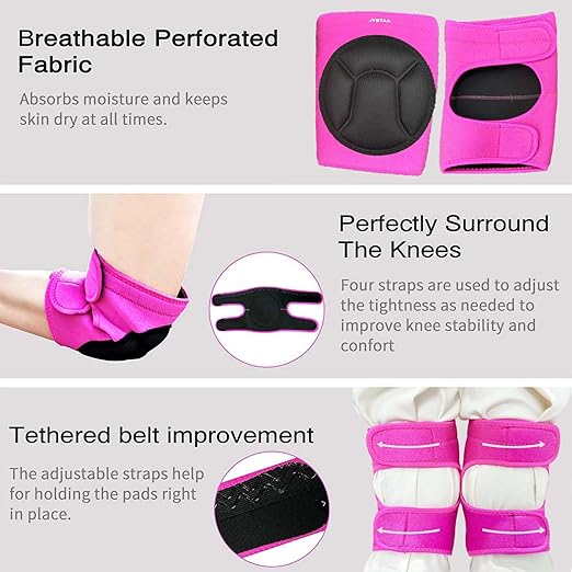 Women Knee Pads for Cleaning House Floors,Gardening Work, Carpet, Roofing,kneepads with Soft Inner Liner, Adjustable knee pads Suitable Garden,Flooring Yard,Pink M. (1 Pair)