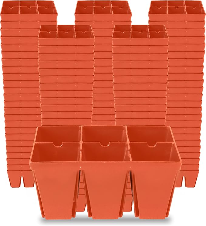 Epic Gardening Reusable Seed Starter Tray - 6 Cell/120 Seedling Starter Trays - Easy Watering, Indoor Greenhouse, Plant Starter, Gardener-Friendly for Seedlings | UV-Treated & BPA-Free - Terracotta