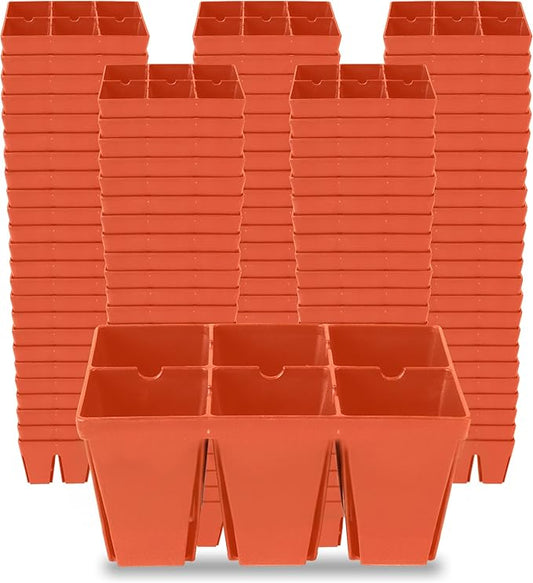 Epic Gardening Reusable Seed Starter Tray - 6 Cell/120 Seedling Starter Trays - Easy Watering, Indoor Greenhouse, Plant Starter, Gardener-Friendly for Seedlings | UV-Treated & BPA-Free - Terracotta