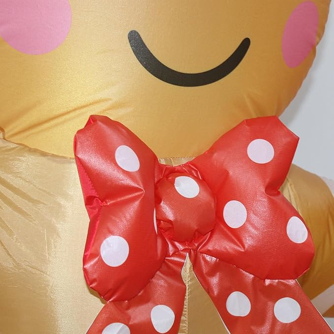 Christmas Inflatables Gingerbread Man Girl Lighted Yard Lawn Inflatable Decoration with Built-in Fan and Stakes Ropes Holiday Party Decor, Christmas Decor (5FT-Gingerbread Girl Holds Candy)