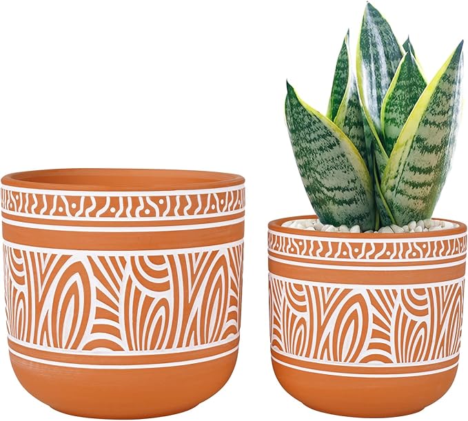 4.6 + 6 Inch Terracotta Succulent Planter Pots Terra Cotta Planter Clay Pots with Drainage Set of 2