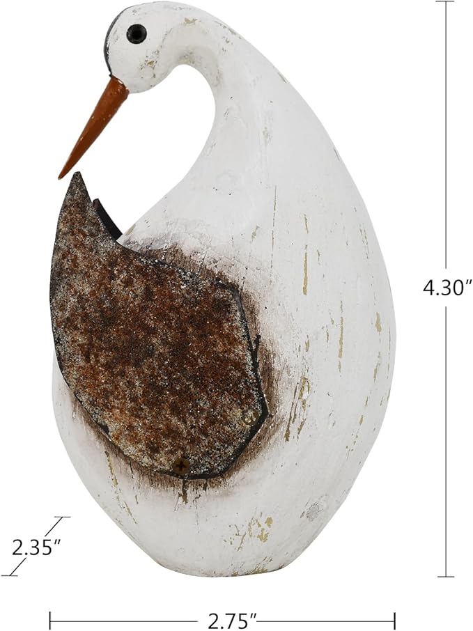 Aecipl Wood Bird Statue Standing Seagull Nautical Decor Coastal Birds Sculpture Indoor Outdoor Animal Figurine Beach Themed Decoration Rustic Home Art for Bedroom Garden (B, S)