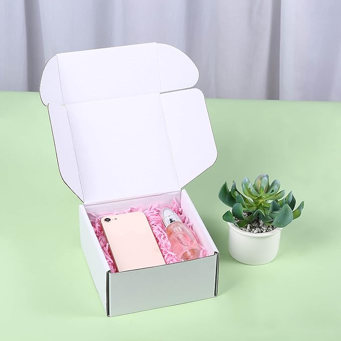 Small Shipping Boxes 6x6x3 Inch (25 Pack) - Sturdy White Corrugated Cardboard Boxes for Small Business, Ecommerce, Mailing & Packaging | Recyclable Gift & Storage Boxes