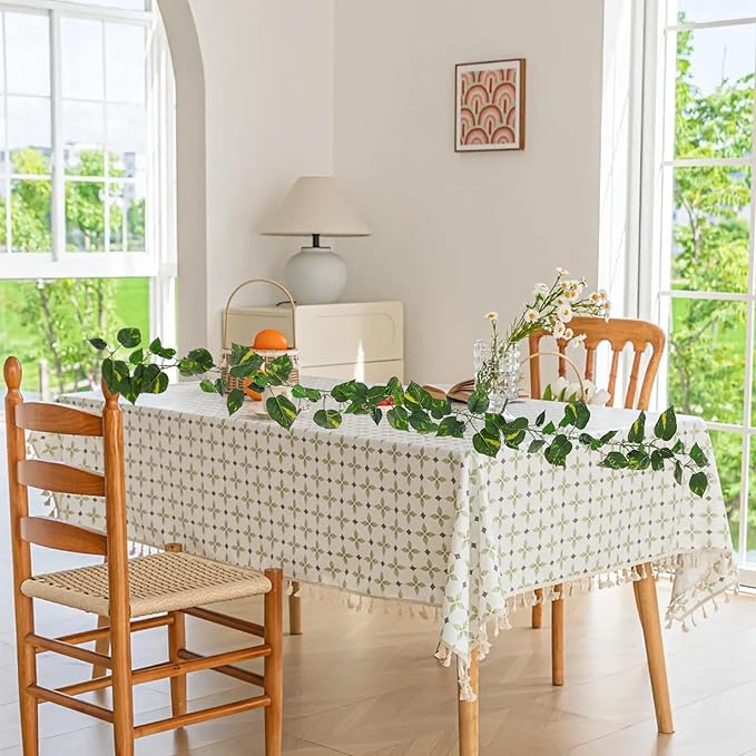 2Pack 14Ft Flame Retardant Artificial Ivy Scindapsus Leaves Bendable Fake Green Plants Vines Ivy Garland Wreath Silk Hanging Rattan Bedroom Wedding Party Garden Wall Table Front Door Ceiling Decor