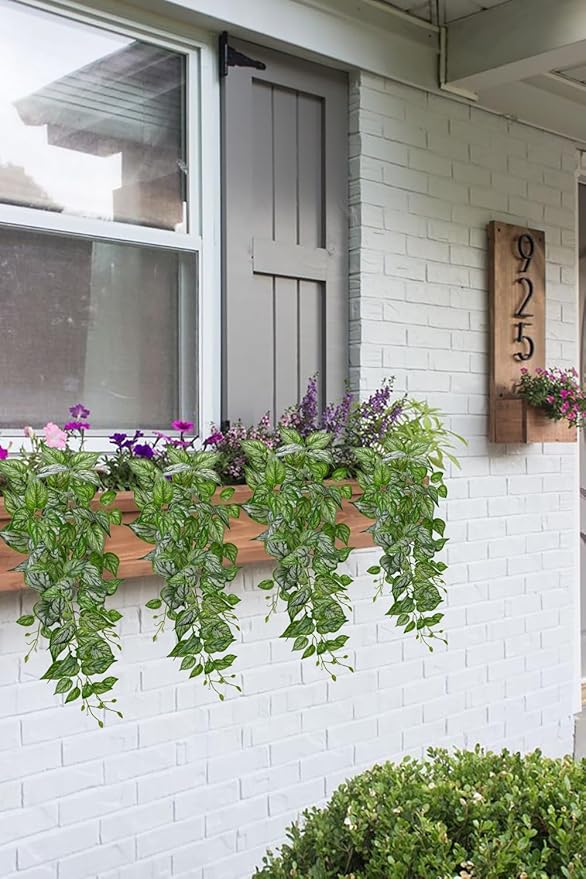 DILATATA Fake Hanging Plants Artificial Hanging Plants 26" Faux Pothos Leaves Plant for Wall Shelf Home Indoor Outdoor Decor - 2 Pack