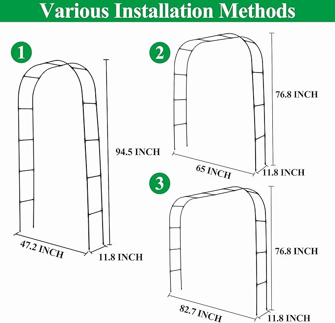 7.9 Ft H x 4 Ft W Metal+PE Coated Pergola Arbor, Easy to Assemble 3 Sizes, for Various Climbing Plant Wedding Garden Arch Bridal Party Decoration Wide Arbor, 1 Pack
