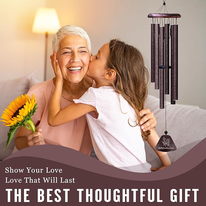 Grandma Gifts, Best Grandma Ever 32" Wind Chimes for Outside, Birthday Gifts for Grandmother, Christmas Birthday Presents for Grandmother, Great Gigi Nana Mimi Granny Gift Ideas Windchimes