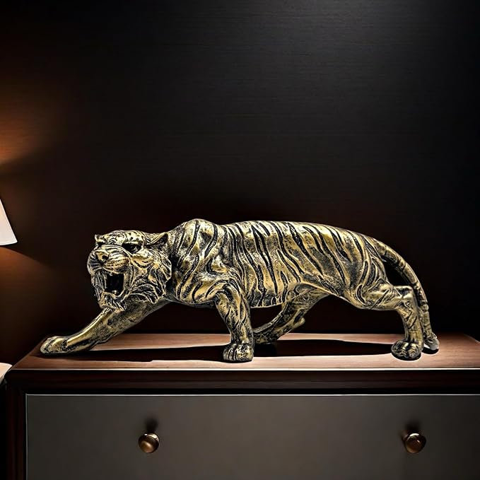 15.5 Inch Large Tiger Statue Figurine Sculpture Collectible Gifts for Tiger Lover Office Home Decor Desk Accessories Decoration Garden Figurines Outdoor Decor Bronze