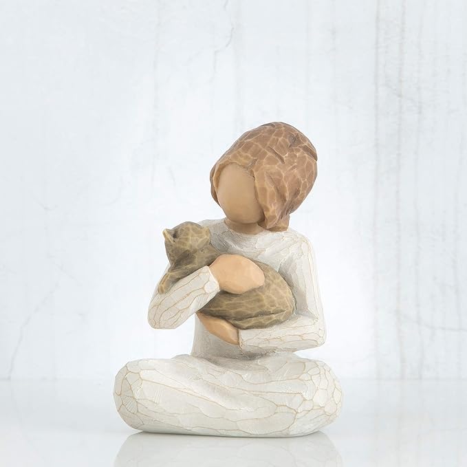Willow Tree Kindness (Girl), Above All, Kindness, Expresses Relationship with A Much-Loved Pet, A Gift to Celebrate an Adoption, for Animal Lovers and Cat Owners, Sculpted Hand-Painted Figure
