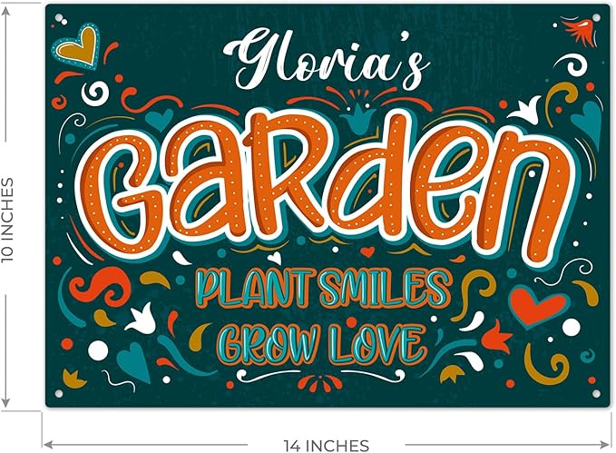Custom Garden Signs, Personalized Sign For Garden, For Christmas, Mom, Her Or Girlfriend Sign, 10x14 Inches, Rust Free .040 Aluminum, Fade Resistant, Made in USA by Sigo Signs