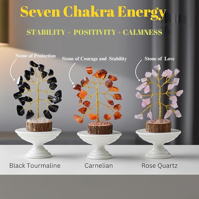 Chakra Tree of Life Gift Sets Crystal Tree Set of 12 Unique Birthday Gifts for Women, Sister, Mom, Home Office Decor, Shelf Desk Decoration for Positive Energy, Bring Good Luck, Money, Reiki Healing