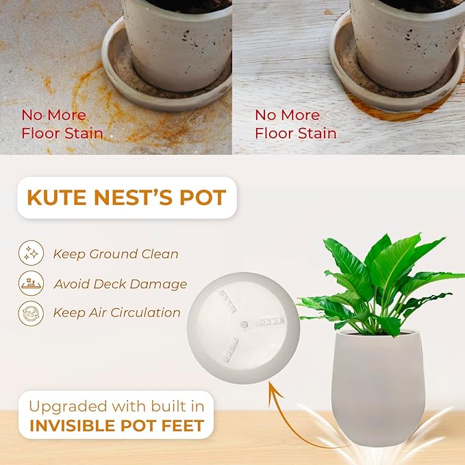 12.5"H x 11.4"D Corso Fiberstone Round Tapered Planter, Christmas Tree Planter, Smooth Finishes, Weather Resistant for Indoor & Outdoor Use, Included 2 Extra Coco Mats (Taupe,9" Pot Opening)