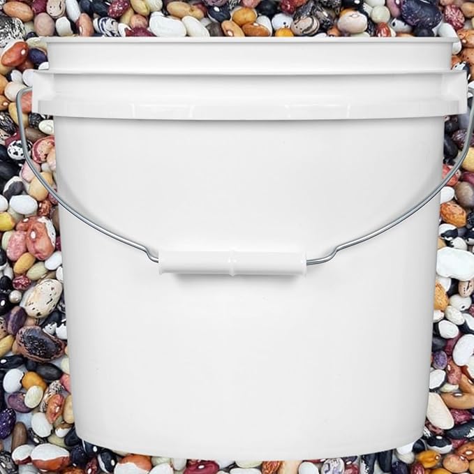 House Naturals 2 Gallon White Food Grade BPA Gree Bucket with Lid - Pack of 4 - Made in USA