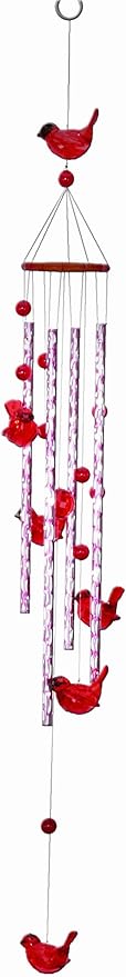 Spoontiques Cardinal Acrylic Wind Chime - Outdoor Garden Décor - Decorative Chimes for Yard, Garden, Backyard and Patio Decoration