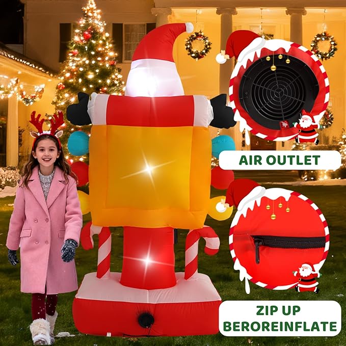 7FT Santa Claus Countdown Street Sign Inflatable Decoration with Built-in LED Lights, Christmas Outdoor Inflatable Decoration for Lawns, Yards, Gardens, and Patios