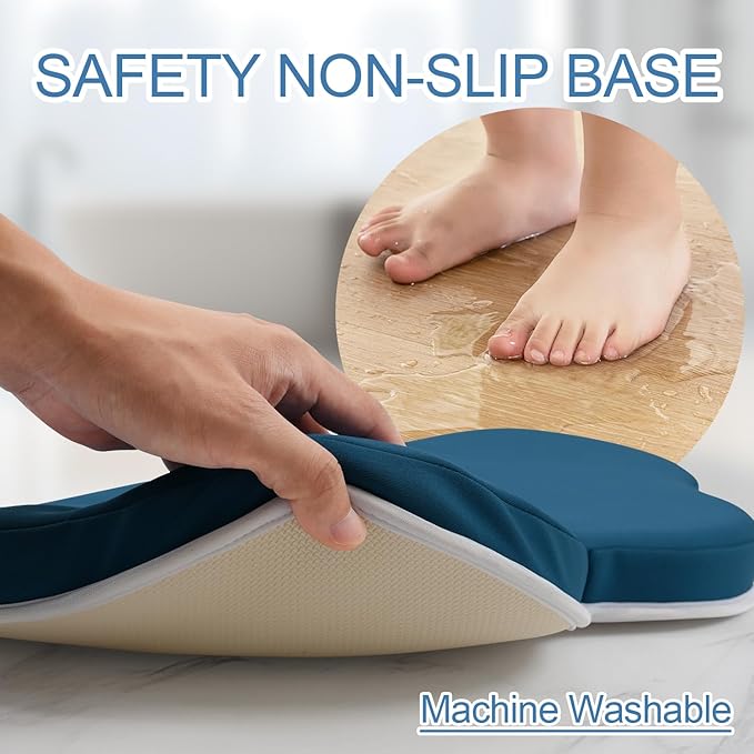 Roslim Bath Kneeler and Elbow Rest Pad Set - Non-Slip Knee& Arm Support Bathtub Mat with Organizer Pockets, Quick Drying, Foldable, Non-Slip Kneeling Pad for Parents, Blue