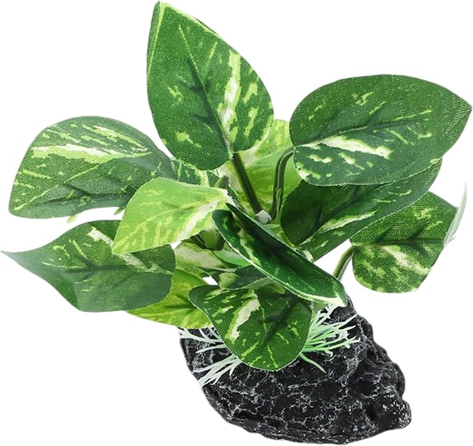 Aquarium Plastic Plants, Silk Aquarium Plants, Silk Plants for Betta Fish Tank, Plant Decor for Aquarium, Dark Green, Pointed Leaves, 4.7" Tall