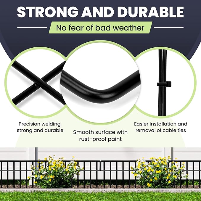 42.5FT No Dig Fence Panels - 30 Pack Garden Fence Animal Barrier Rustproof Metal Dog Fence Panels for Yard, Anti Digging Barrier Garden Edging Border Fencing for Outdoor, Yard, Rabbit